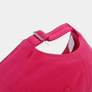 Rose red cotton baseball cap with adjustable silver metal buckle and embroidery