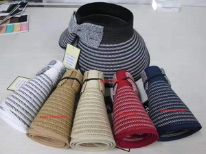 Foldable open top straw hats in multiple colors featuring elegant bow knot decorations