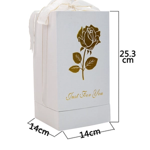 Detailed gift box dimensions showing 25.3cm height and 14cm width for Christmas tree lamp