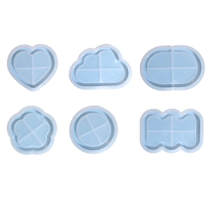 6-teiliges hellblaues Silikonform-Set mit Wolken Herz und Blumenformen für Harz