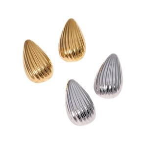 Boucles d'oreilles goutte à rayures en or et argent, bijoux en acier inoxydable plaqué or 18k