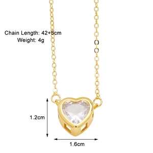 Detailed size specifications for heart pendant necklace with 42+5cm adjustable chain