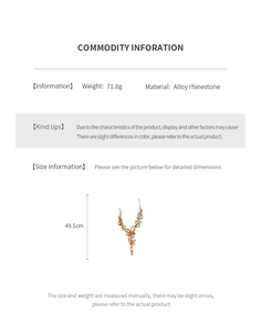 Details zu Größe und Gewicht der französischen floralen Strass-Halskette in Gold-Optik