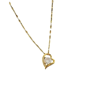 Collana con ciondolo a cuore dorato e zircone trasparente per gioielli alla moda