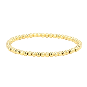 Minimalist 18K gold plated copper bead elastic bracelet with polished finish