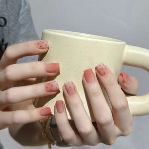 Playful Romantic Polka Dot Gradient Red Press On Nails Simple Gentle Full Cover False Nails Set With Glue For Women