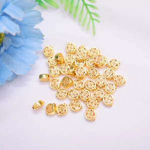 14K gold-filled hollow floral spacer beads with intricate filigree for DIY jewelry making