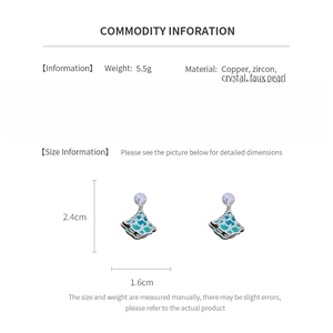 Detailed product dimensions and specifications for ginkgo leaf pearl stud earrings