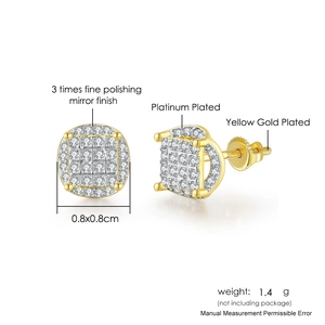 Two-tone iced out round stud earrings with 18K gold plating and pavé cubic zirconia stones