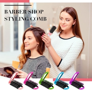 Barber shop styling comb set with foldable handle and soft bristles in five colors