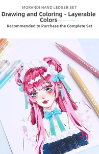 Detailed Morandi color pens used for drawing beautiful anime girl illustrations
