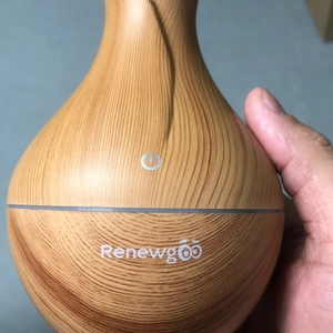 Waterdrop wood grain essential oil diffuser with colorful LED light and Renewgooo logo