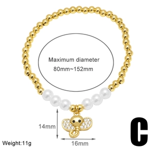 Detailed view of beaded elephant bracelet with size measurements 80mm-152mm in diameter