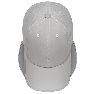 Breathable outdoor sun hat with retractable brim and mesh vents in light grey fabric