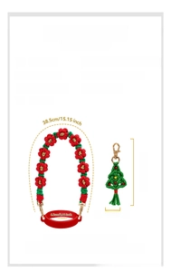 Detail of Christmas handmade woven cup handle with silicone ring and tree pendant