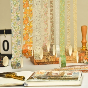 12 rolls of floral washi tape set for DIY scrapbooking with natural botanical patterns