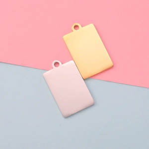 Polished gold and pink stainless steel rectangular charms for DIY jewelry making