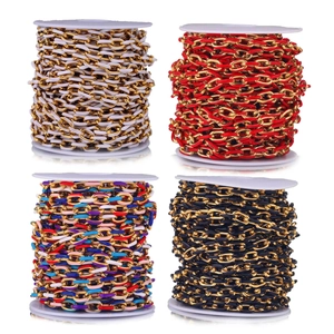Stainless Steel Jewelry Making Chain With Colorful Enamel Oil Dripping Oval Links For DIY Necklace Bracelet Handmade