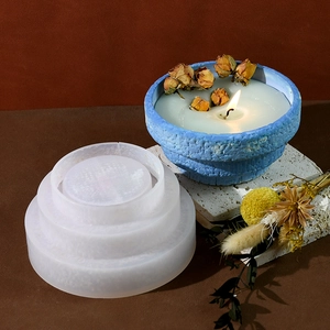 Tiered round silicone mold for DIY scented candle cups and succulent flower pots