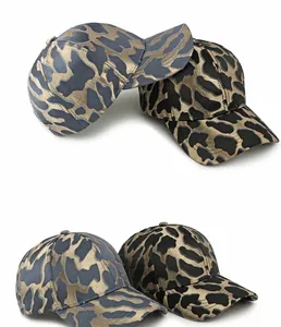 Detail of jacquard leopard pattern baseball cap with metallic luster and structured crown