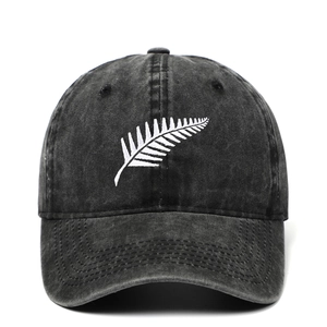 Washed Cotton Baseball Cap Silver Fern Embroidery Vintage Retro Adjustable Outdoor Travel Sun Hat Casual Men Women