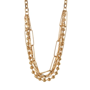 18K gold plated multi-layer stainless steel necklace featuring layered link chains