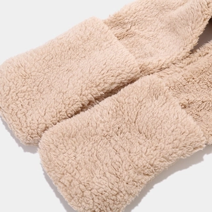 Plush beige 3-piece winter set for men and women featuring soft fleece textures
