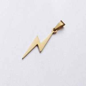 Minimalist gold lightning bolt pendant in stainless steel for DIY jewelry making
