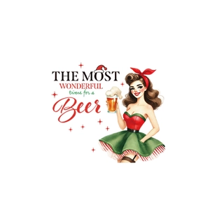 Weihnachts-Pin-up-Wandsticker mit Bier und Vintage-Illustration für Deko