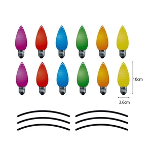 Detailed dimensions of 10cm colorful magnetic light bulb stickers for Christmas decor