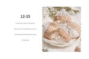 Close-up of decorative Christmas tree balls with lace and pearls in a vintage white tray