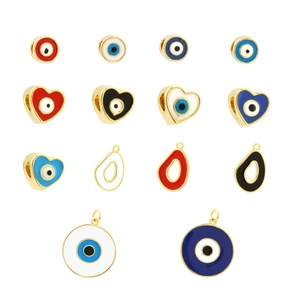 18K gold-plated copper enamel evil eye charms set for DIY jewelry and necklaces