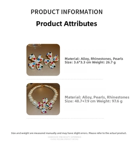 Detail of vintage flower jewelry set with rhinestone crosses and faux pearls