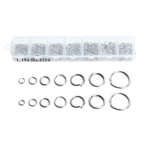 7-grid box set of assorted silver stainless steel open jump rings from 3mm to 10mm