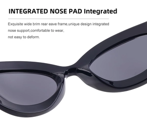 Detailed close-up of the integrated nose pads on black Y2K cat-eye cycling sunglasses