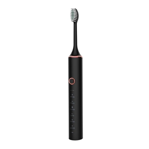 Matte black sonic electric toothbrush with rose gold accents and 6 cleaning modes