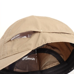 Quick-dry short brim baseball cap with breathable mesh lining and ripstop fabric
