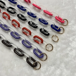 Colorful acrylic chain accessory with matte links and golden metal spring rings