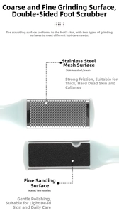 Double-sided foot rasp with stainless steel mesh and fine frosted surface for dead skin