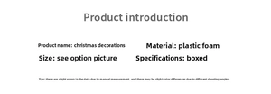 Detailed chart showing champagne Christmas ball set material and sizing specifications