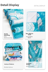 Detail view of microfiber beach towel showing firm lockstitch and sand-free fabric texture