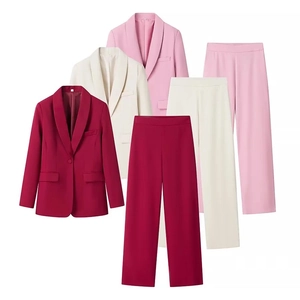 Blazer E Pantaloni Da Donna Ufficio Business Formale Professionale Tinta Unita Giacca Maniche Lunghe Pantaloni Vita Alta Elegante