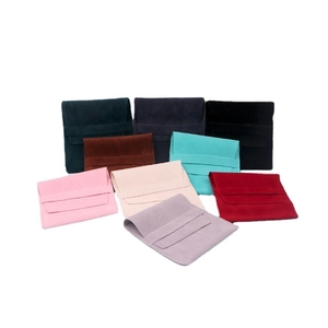 Multi-color microfiber jewelry pouches with minimalist envelope flap design and suede texture