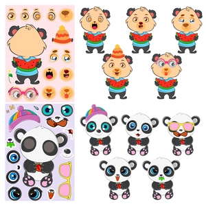 DIY Panda facial expression sticker set with various accessories for children creative play