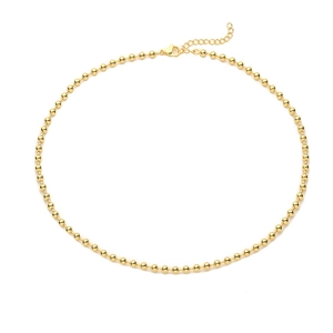Elegant gold bead chain necklace with baroque style and adjustable lobster clasp closure