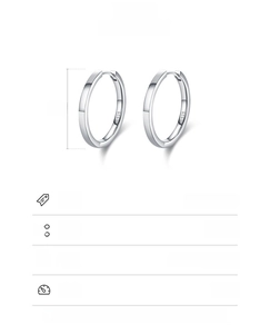 Macro shot of S925 sterling silver hoop earrings featuring material stamps and dimensions