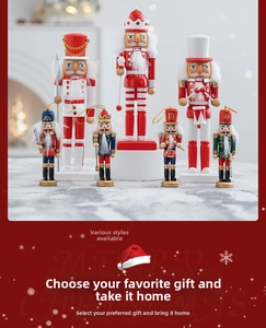 Classic wooden nutcracker soldier collection in red and gold for Christmas decor