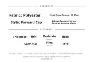 Detailed sizing chart for polyester ivy cap showing 56-61cm head circumference parameters