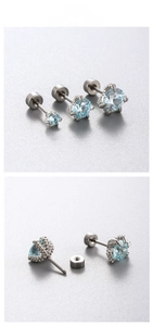 Detailed comparison of 3mm, 5mm, and 6mm light blue zircon screw back stud earrings