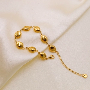 Minimalist 18K Gold Plated Stainless Steel Waterdrop Bead Chain Necklace And Bracelet Collection For Women Non Fading Jewelry